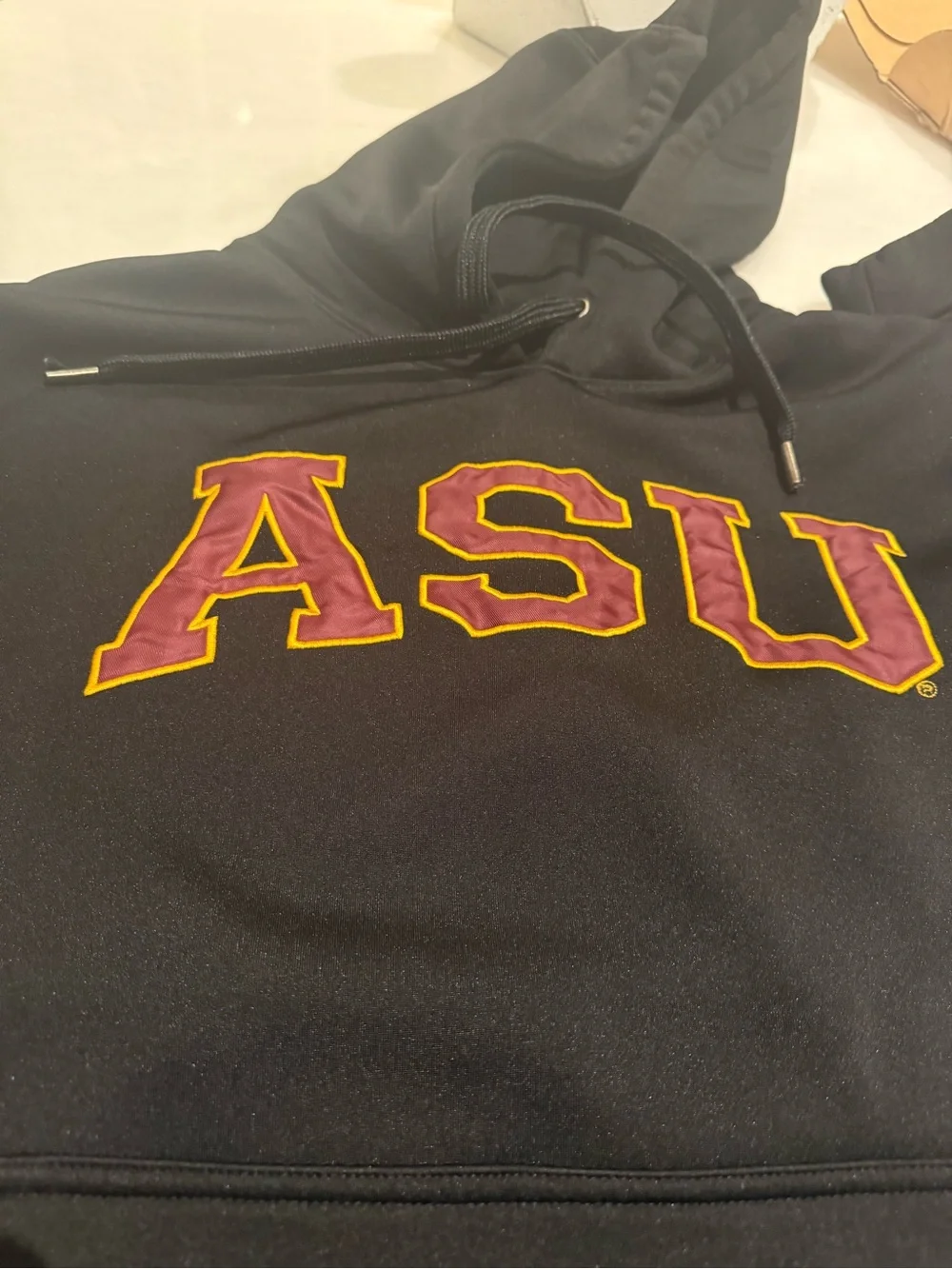 ASU Black Hooded Sweatshirt with Maroon & Gold Lettering